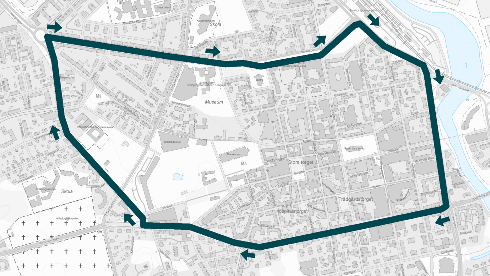 Karta över studentkortege 2025