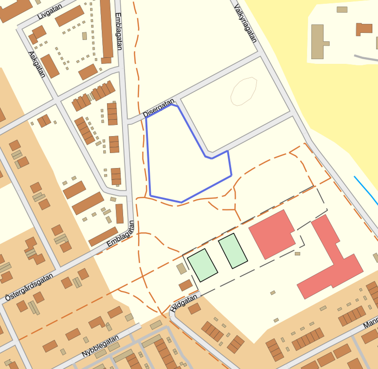 Kartbild med planområdet markerat.