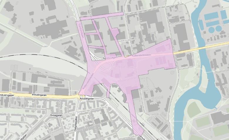 Kartbild med planområdet markerat.