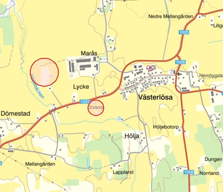 Kartbild med detaljplaneområdet markerat.