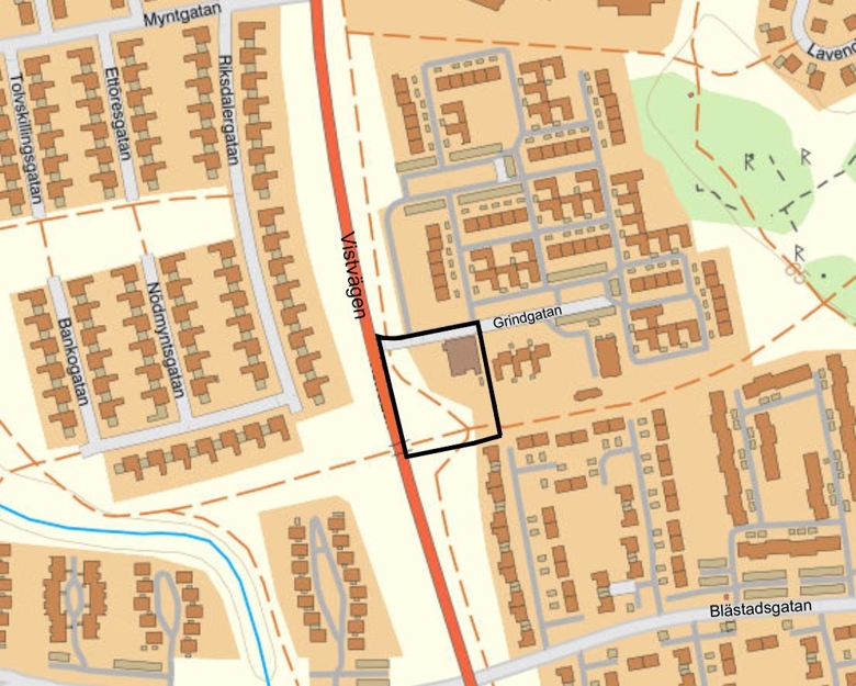 Kartbild med planområdet markerat.