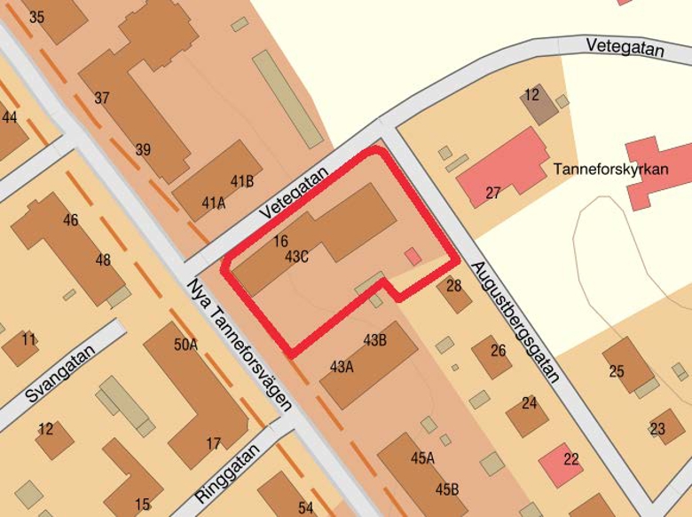 Kartbild med detaljplaneområdet markerat