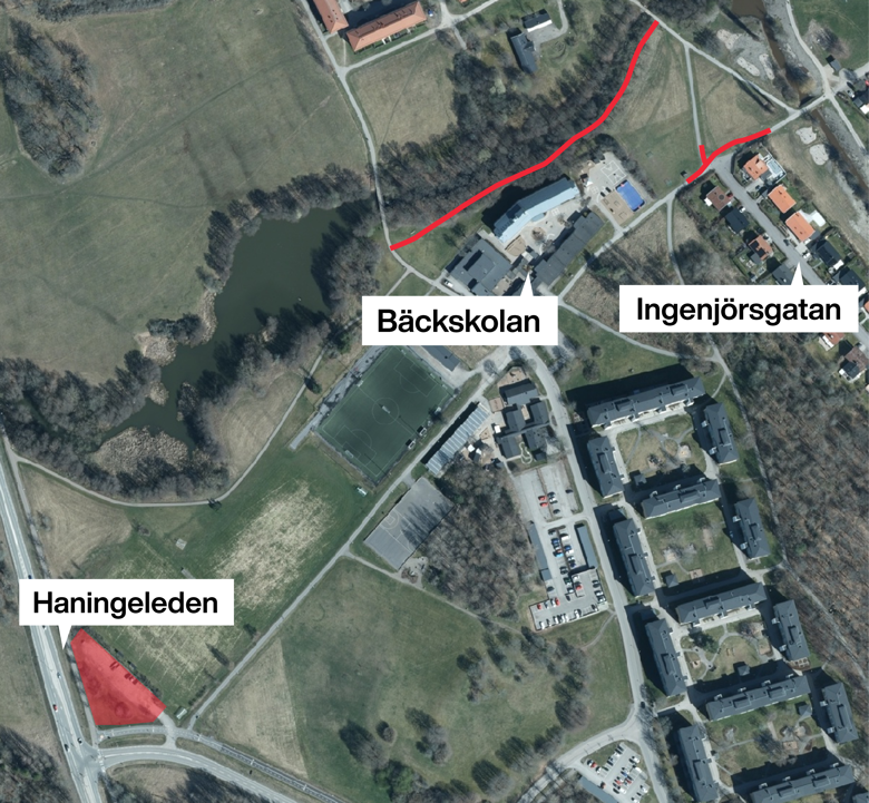 Kartbild med områdena markerade.