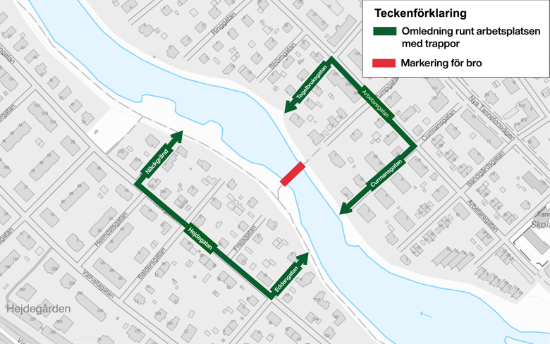 omledning runt arbetsområdet med trappor