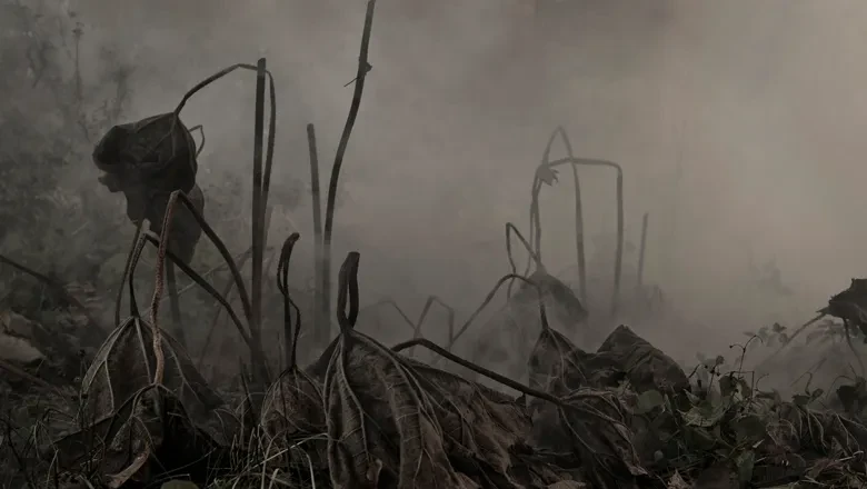 Illustration med vissna växter